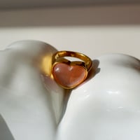 Pink big heart ring gold 316L
