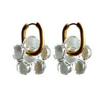 Glass flower hoop pierce clear×gold 316L