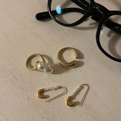Big pearls open ring 316L