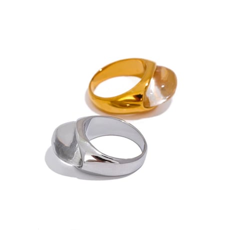 Clear resin round ring silver 316L
