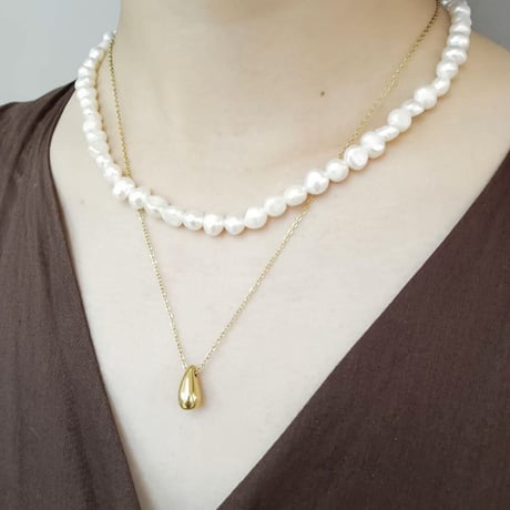 Rain drop necklace gold 316L