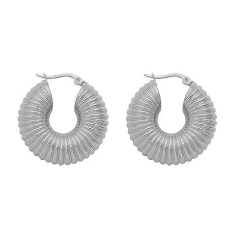 Hollowout hoop pierce silver 316L