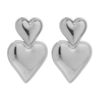 Double heart pierce silver 316L