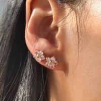 Putit zircon flower pierce pink 316L