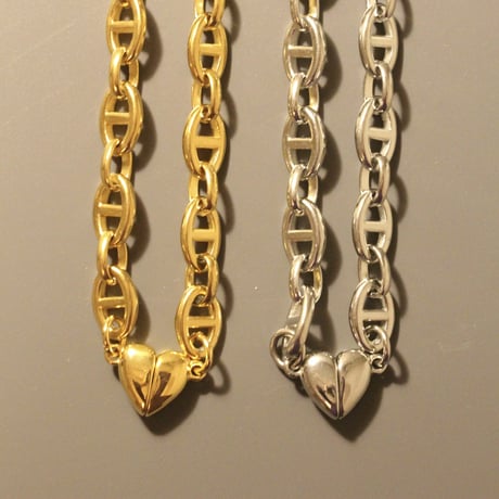 Block chain heart necklace silver 304L