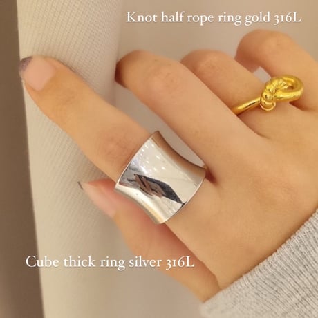Knot half rope ring gold 316L