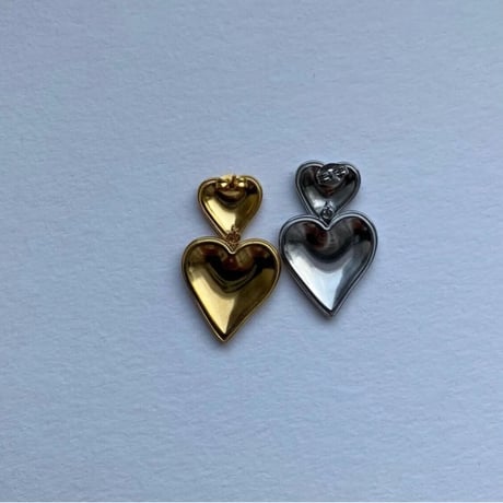 Double heart pierce silver 316L