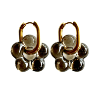 Glass flower hoop pierce black×gold 316L