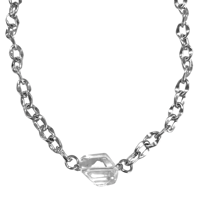Natural clear quartz chain necklace silver 304L