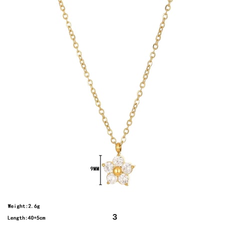 Putit zircon flower necklace white 316L