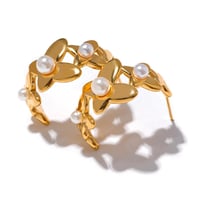 Elegant pearls butterfly piearce gold 316L