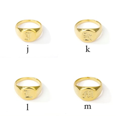 Initial signet ring gold 316L