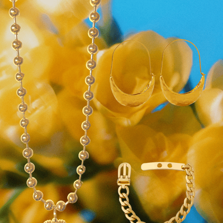 Ball chain heart charm necklace 6mm 40cm gold 304L
