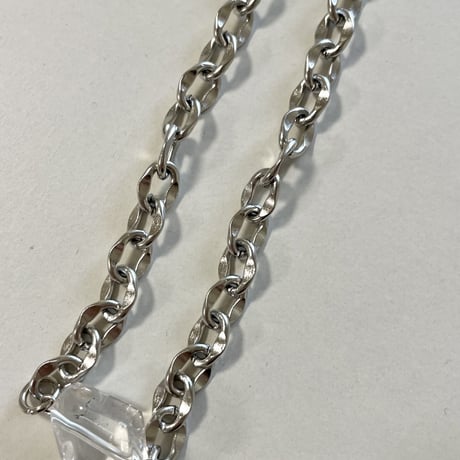 Natural clear quartz chain necklace silver 304L