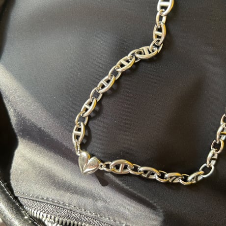 Block chain heart necklace silver 304L