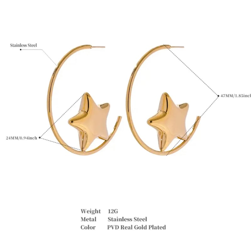 Star hoop pierce gold 316L | MELLOW by Ayaka Mori Star hoop pierce gold 316L | MELLOW by Ayaka Mori