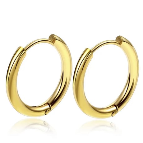 Glass putit heart hoop pierce clear×gold 316L