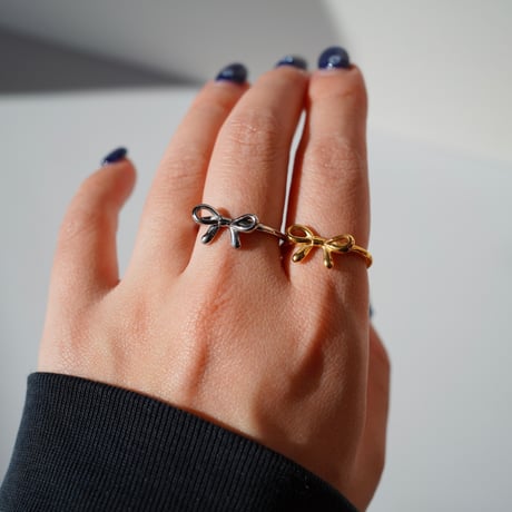 Bow tie ring silver 316L