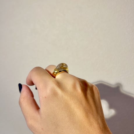 Clear resin round ring gold 316L