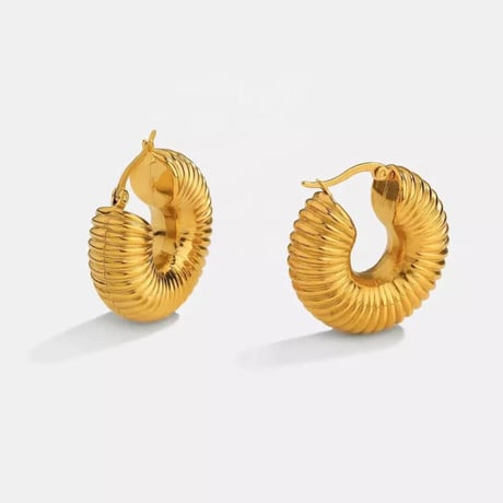 Hollowout hoop pierce gold 316L