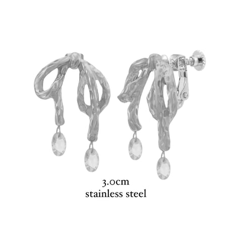 Teardrop ribbon earrings silver 316L