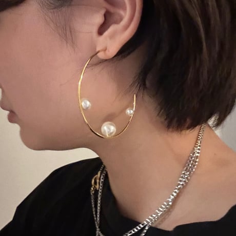 Big hoop pearl pierce gold 316L
