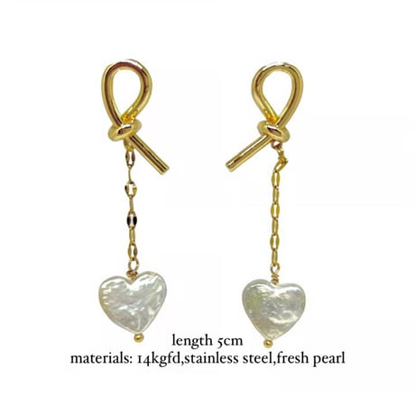 Knot heart chain pierce gold 14kgfd