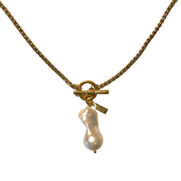 Renewal clogging chain pearl necklace 304L