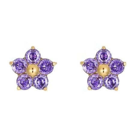 Putit zircon flower pierce purple 316L