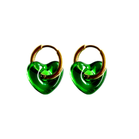 Glass putit heart hoop pierce green×gold 316L
