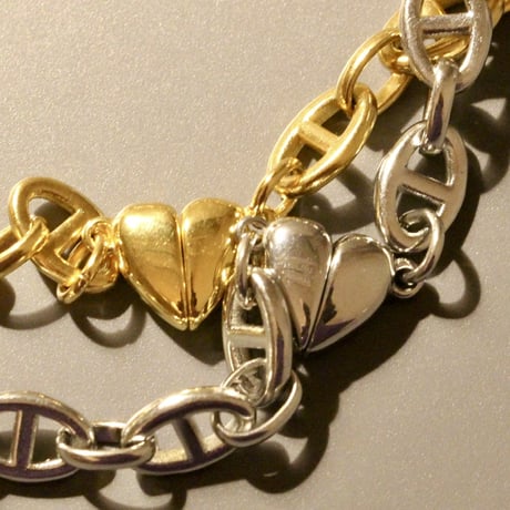 Block chain heart necklace silver 304L