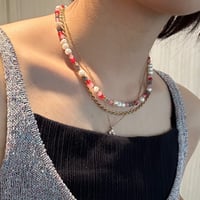 Putit zircon flower necklace white 316L