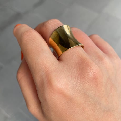 Cube thick ring gold 316L
