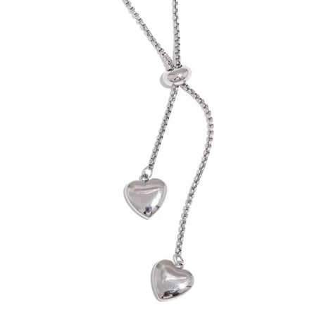 Y-shaped heart necklace silver 316L