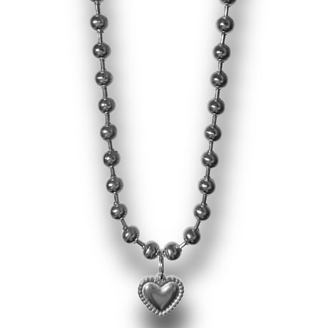 Ball chain heart charm necklace 6mm 40cm silver 304L