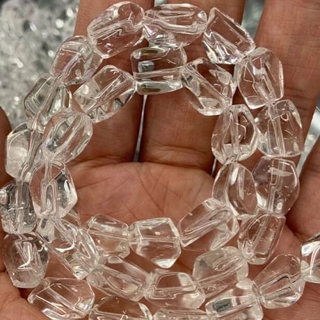 Natural clear quartz chain necklace silver 304L