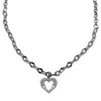 Lovely big heart 3type of chain necklace silver 304L