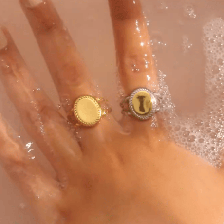 Mirror ellipse ring gold 316L
