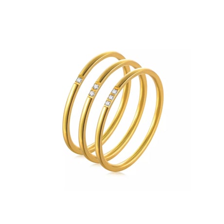Minimal thin 1mm ring set  gold 316L