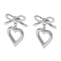 Bow tie heart pierce silver 316L