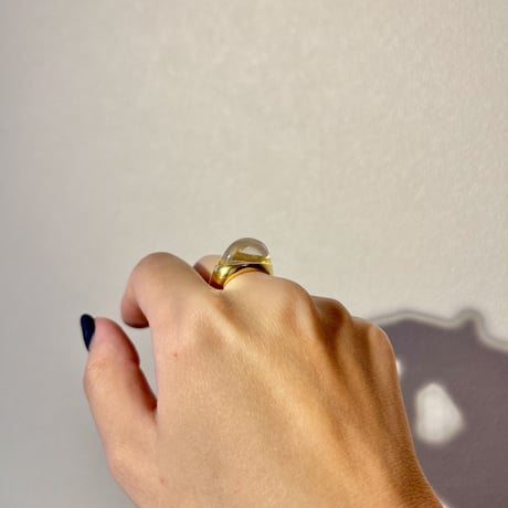 Clear resin round ring gold 316L