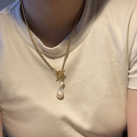 Renewal clogging chain pearl necklace 304L