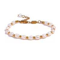 Fresh pearl gold beads mix bracelet gold 316L