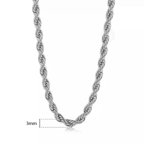 Twist necklace 2mm 45cm silver 316L