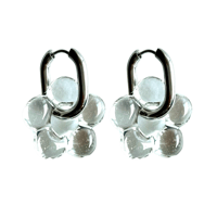 Glass flower hoop pierce clear×silver 316L