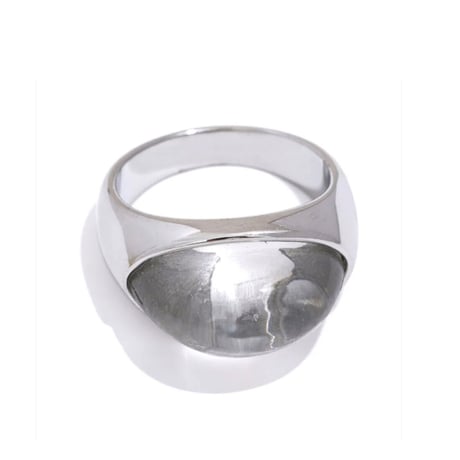 Clear resin round ring silver 316L