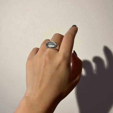 Clear resin round ring silver 316L