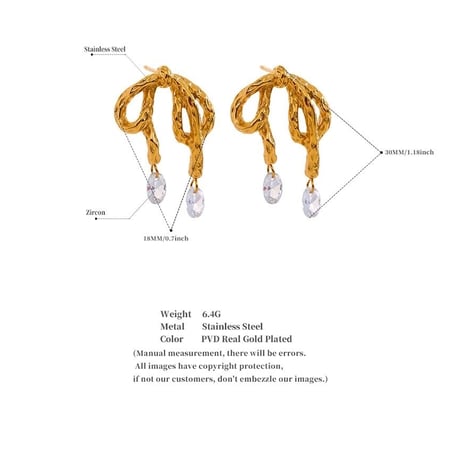Teardrop ribbon piearce gold 316L