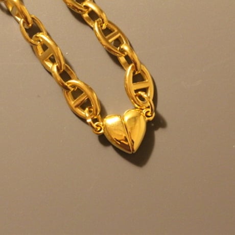 Block chain heart necklace gold 304L