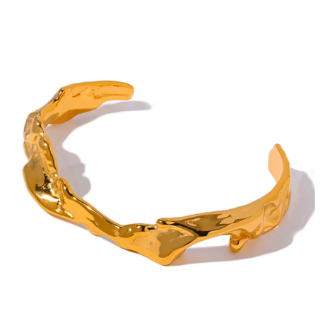 Irregular geometry open bracelet gold 316L